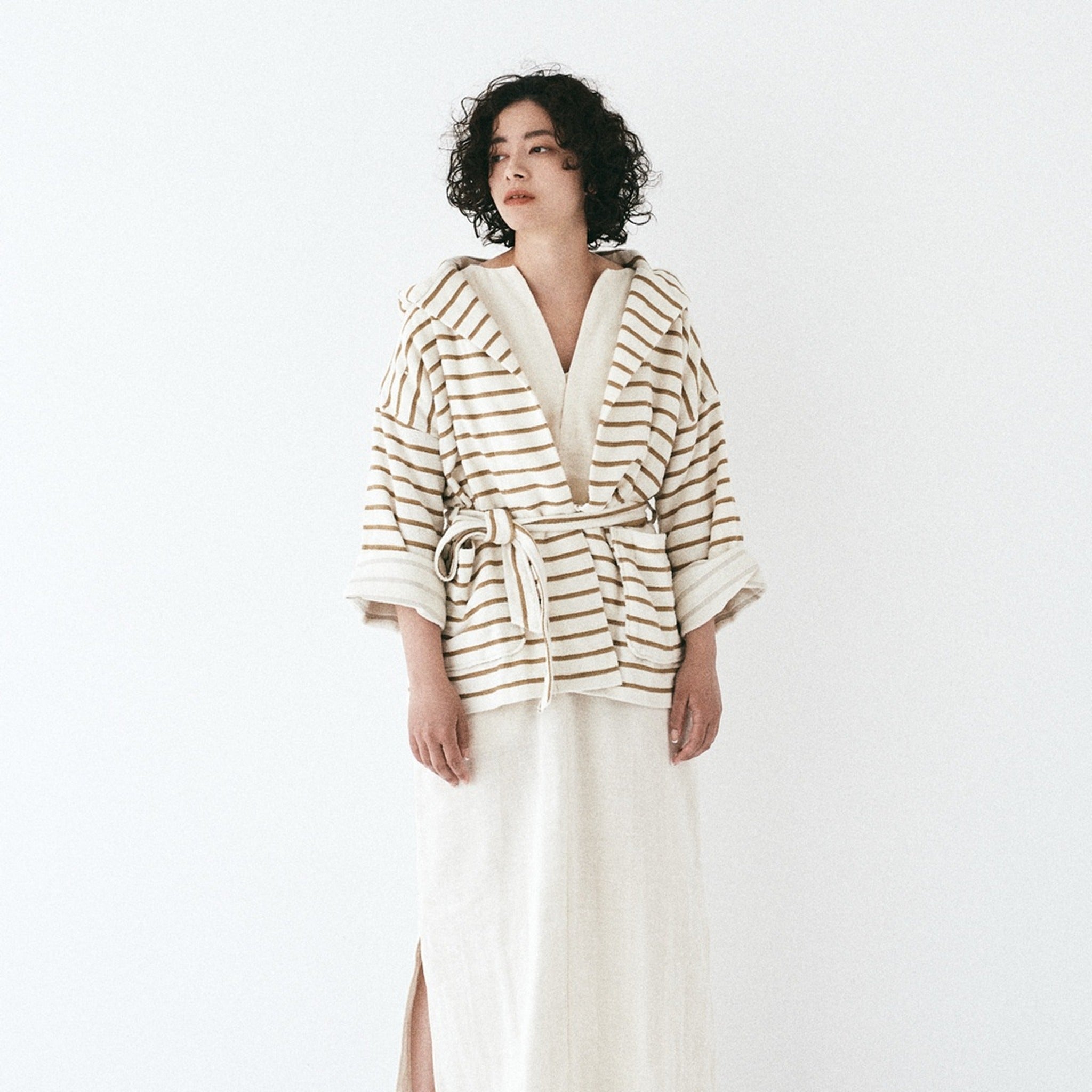 Pile Border Hoodie Gown