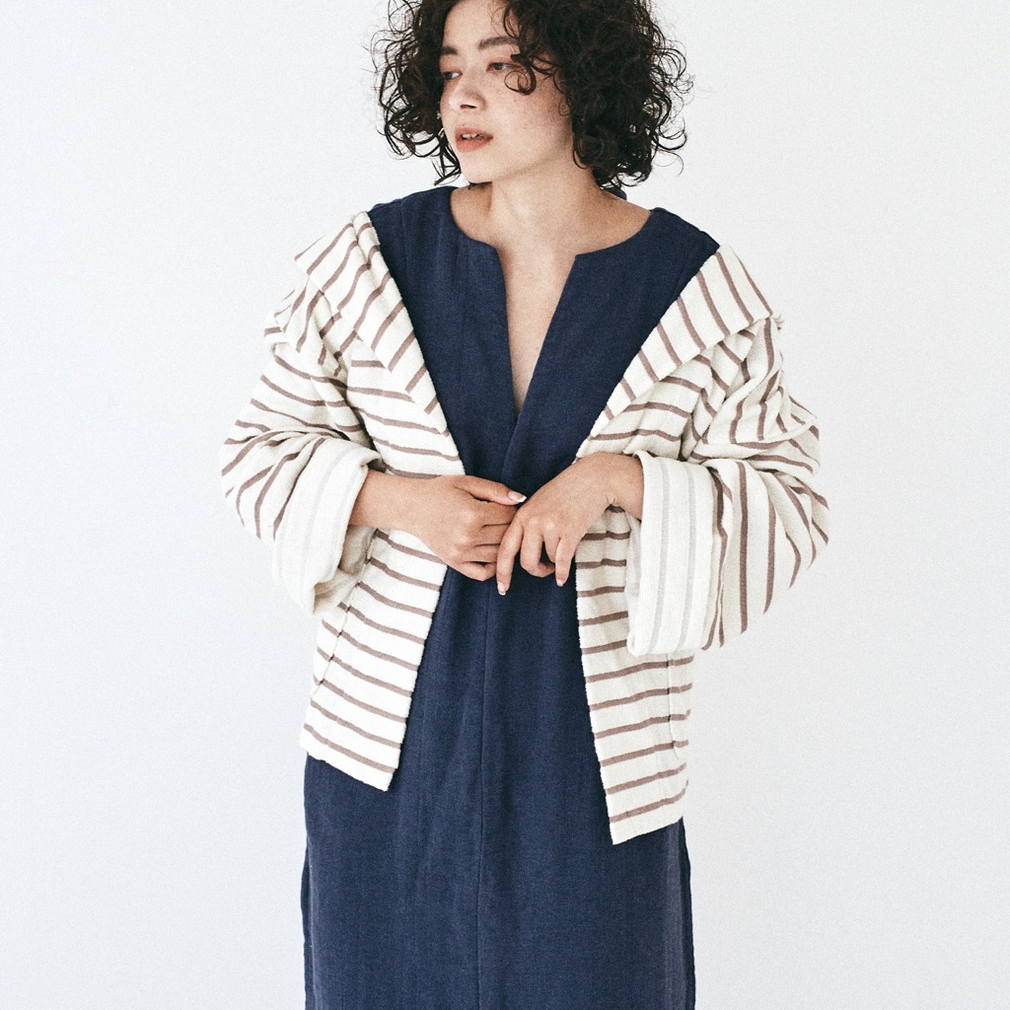 Pile Border Hoodie Gown