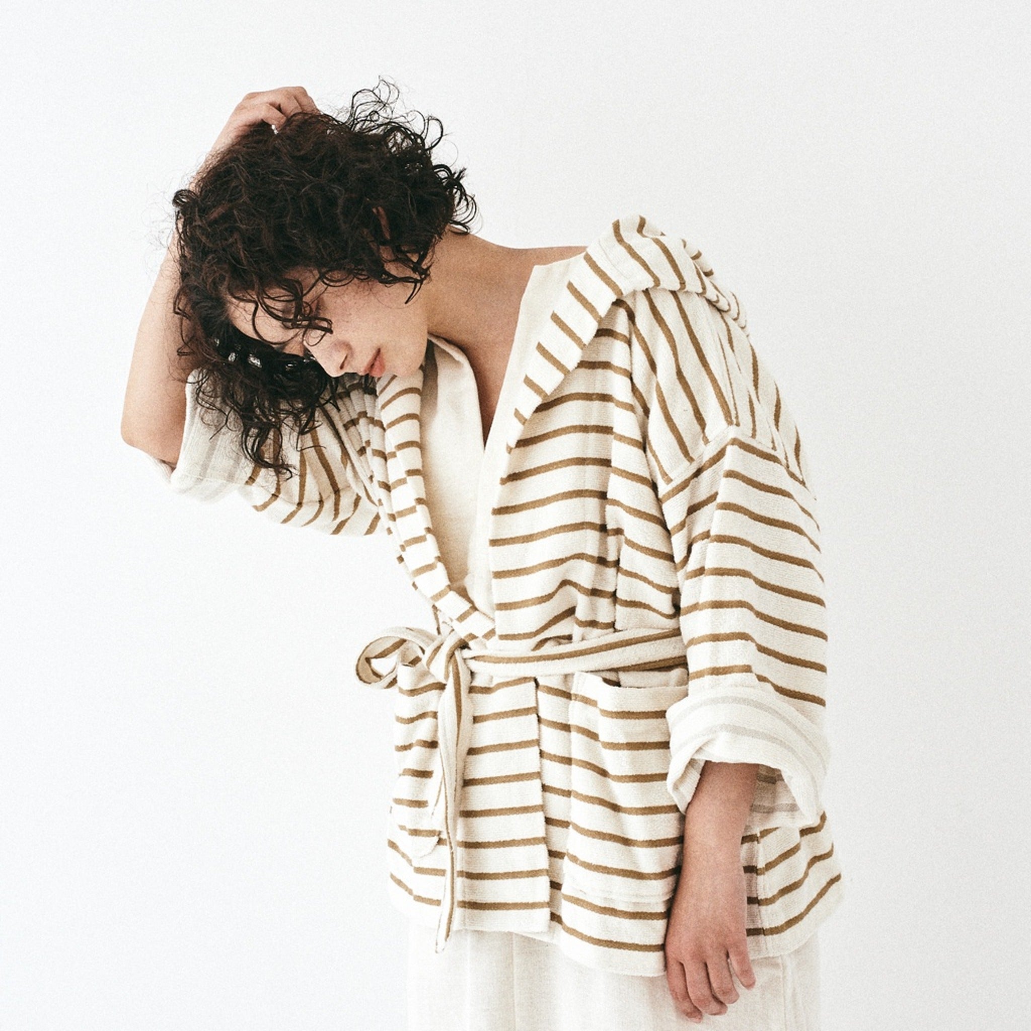 Pile Border Hoodie Gown